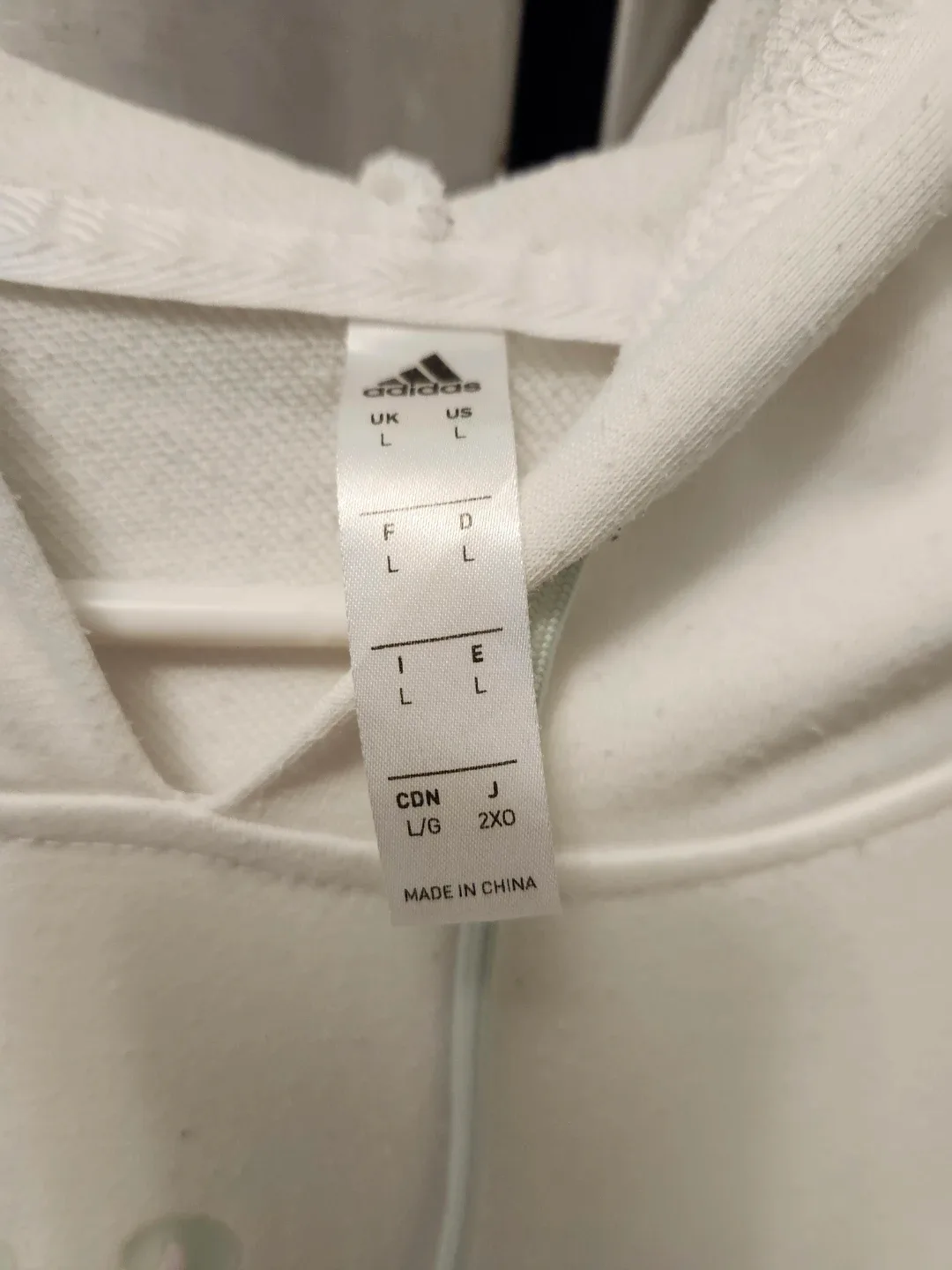 Adidas White Hoodie - Size Men's L/G image indicator(4)