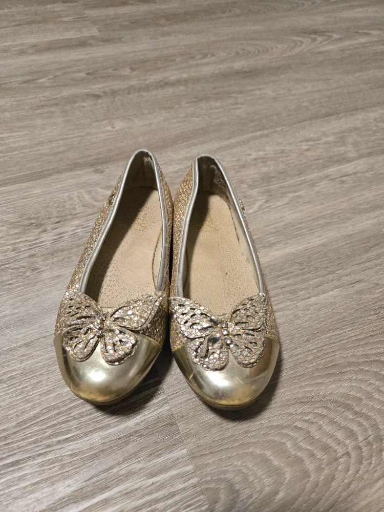 Gold Glitter Butterfly Flats