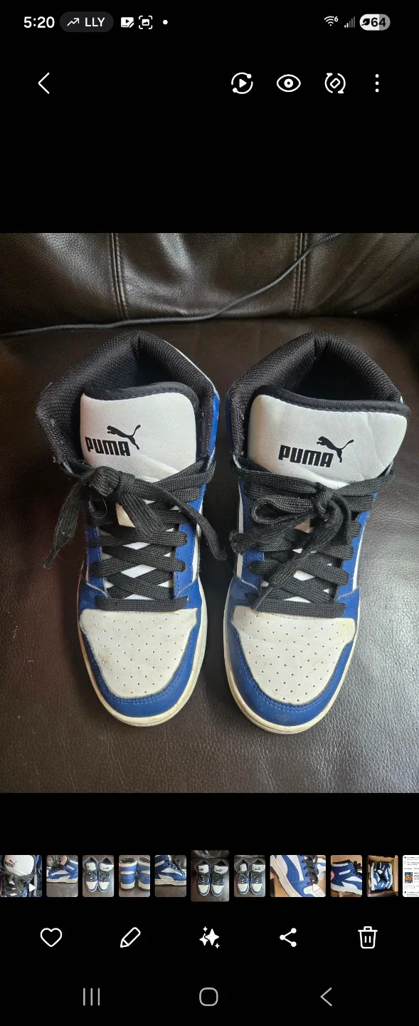 PUMA Rebound Layup High Top Sneakers Blue White Size 5C image indicator(5)