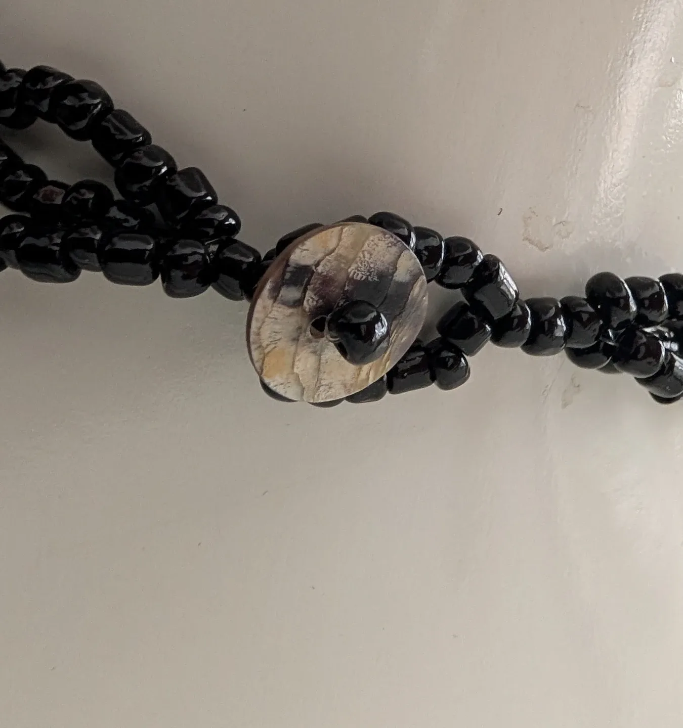 Black Resin Bead Necklace with Medallion image indicator(2)