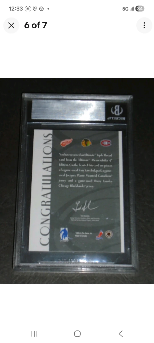2003-04 BAP Ultimate Hockey Card/Plante/Sawchuk/Lumley - photo 5