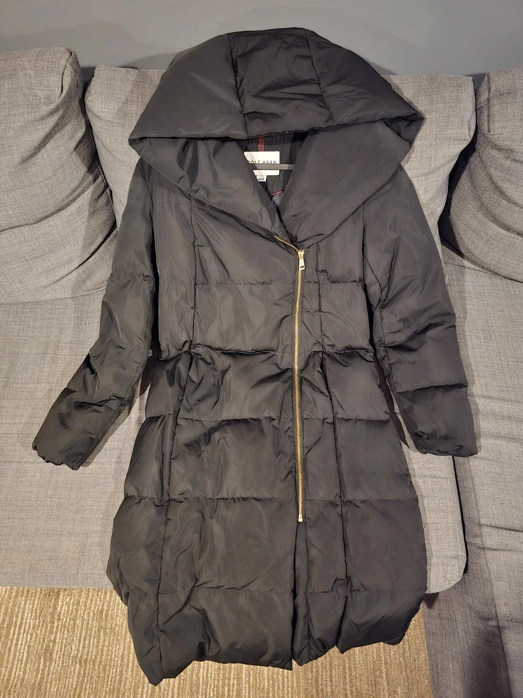 Cole Haan Asymmetrical Pillow Collar Puffer Down Feather Coat image indicator(2)