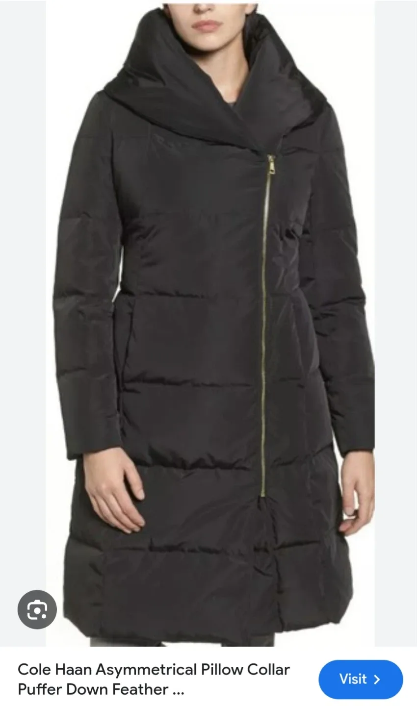 Cole Haan Asymmetrical Pillow Collar Puffer Down Feather Coat image indicator(4)