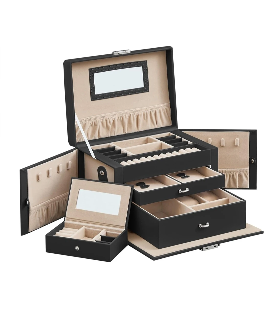 SONGMICS Black Jewelry Box with Lock