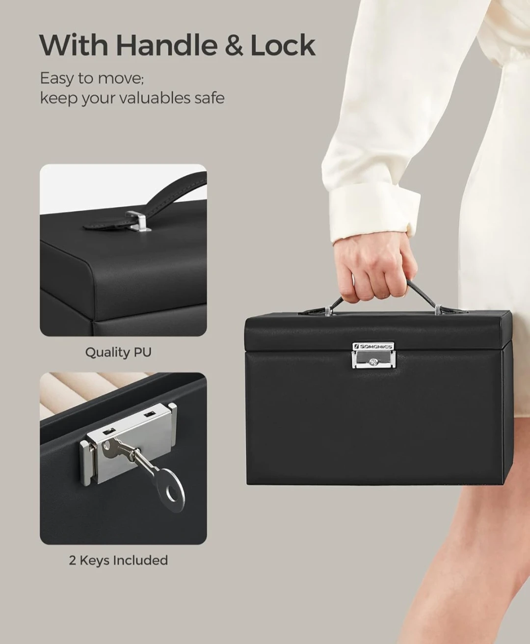 SONGMICS Black Jewelry Box with Lock - photo 2