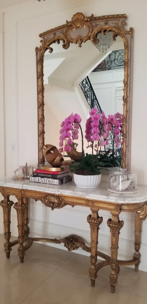 Ornate Gold Mirror and Console Table Set