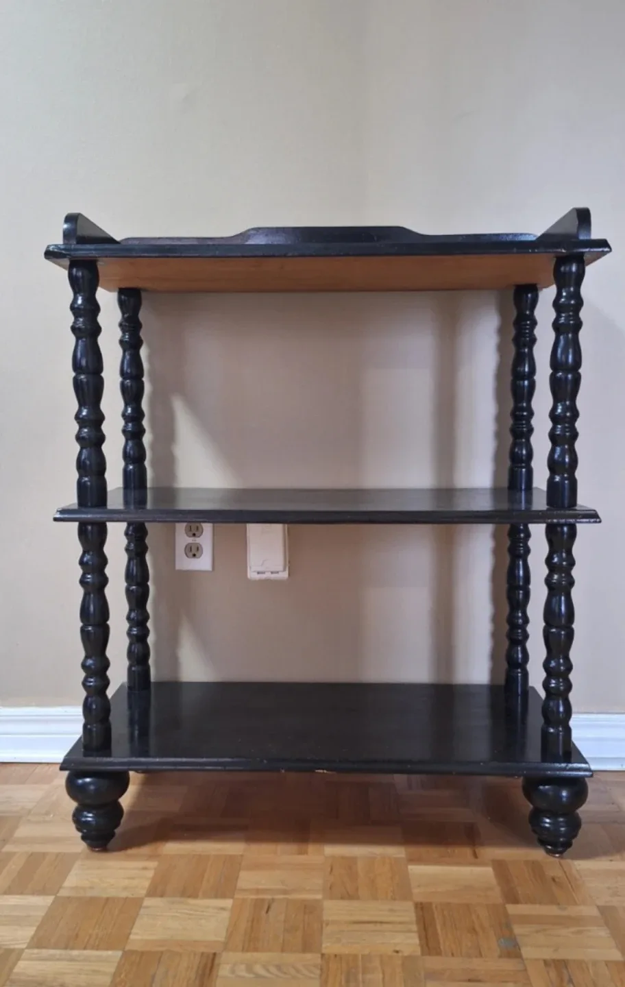 Black Wooden 3-Tier Shelf