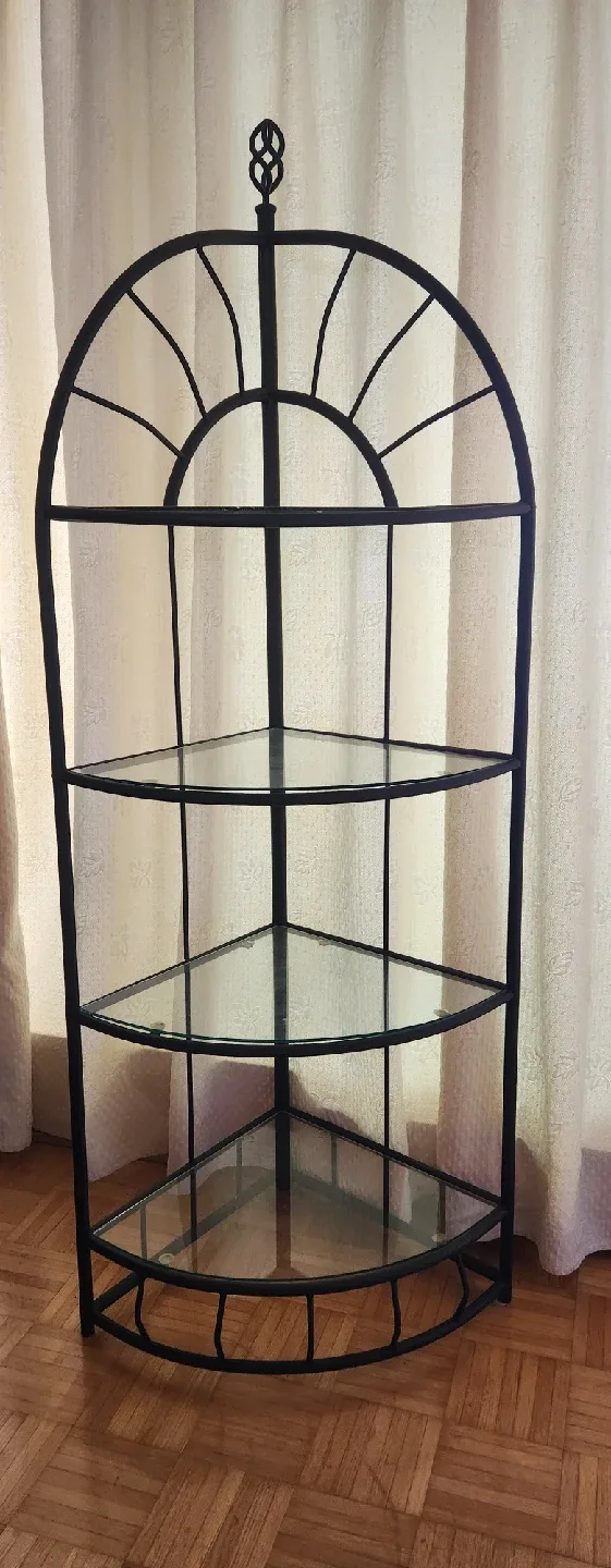 Black Metal & Glass Corner Shelf image indicator(2)