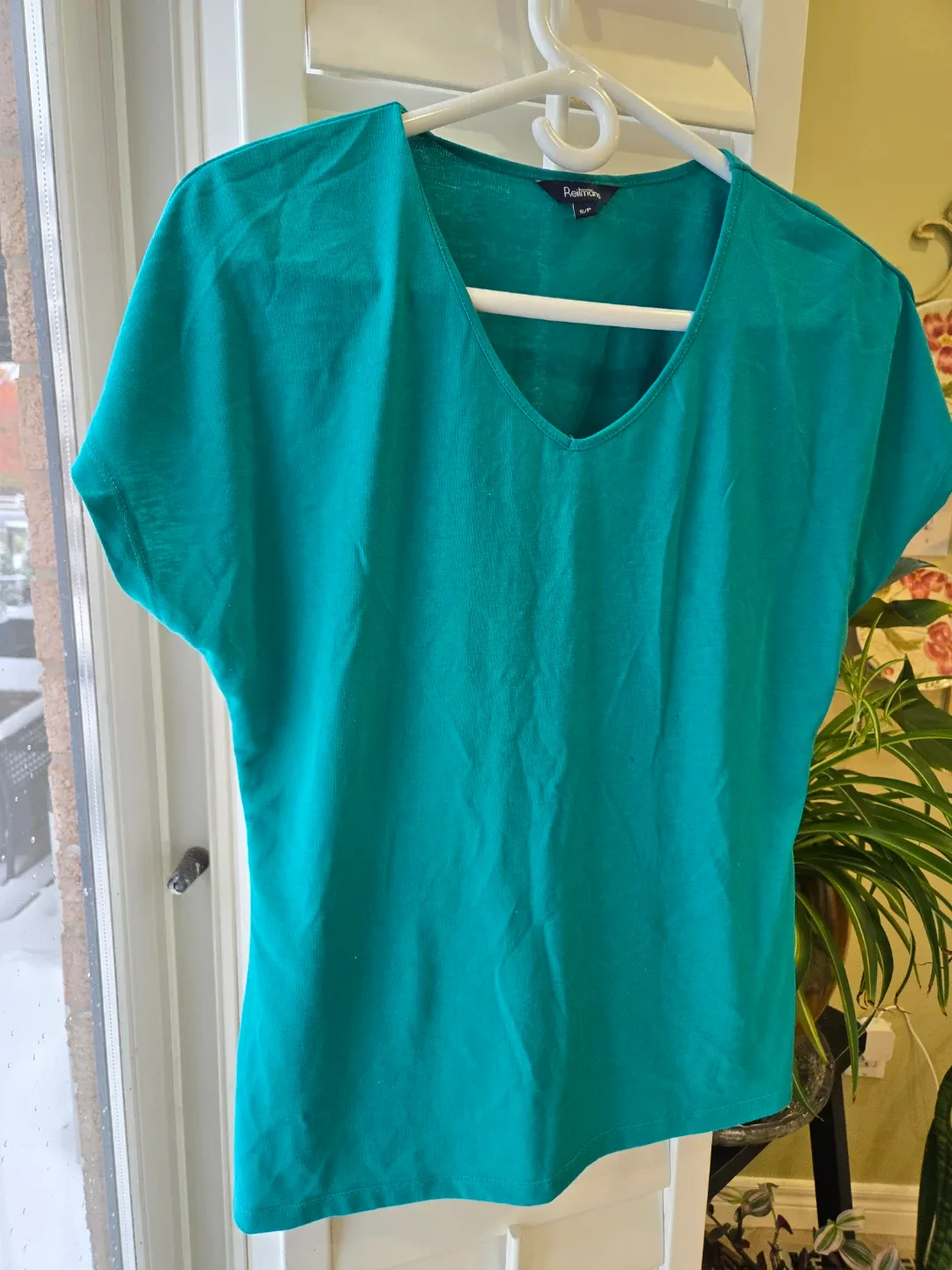 Reitmans Teal V-Neck Top - Size S