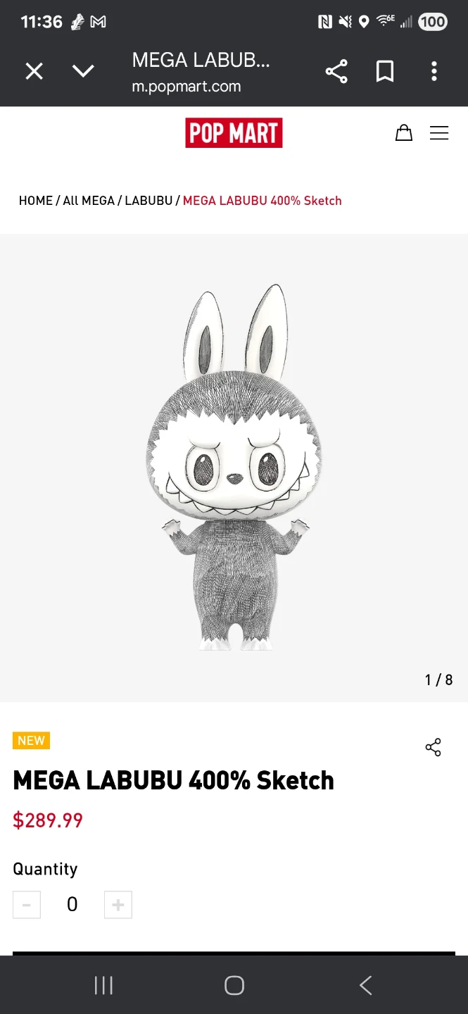MEGA LABUBU 400% Sketch by Pop Mart - photo 2
