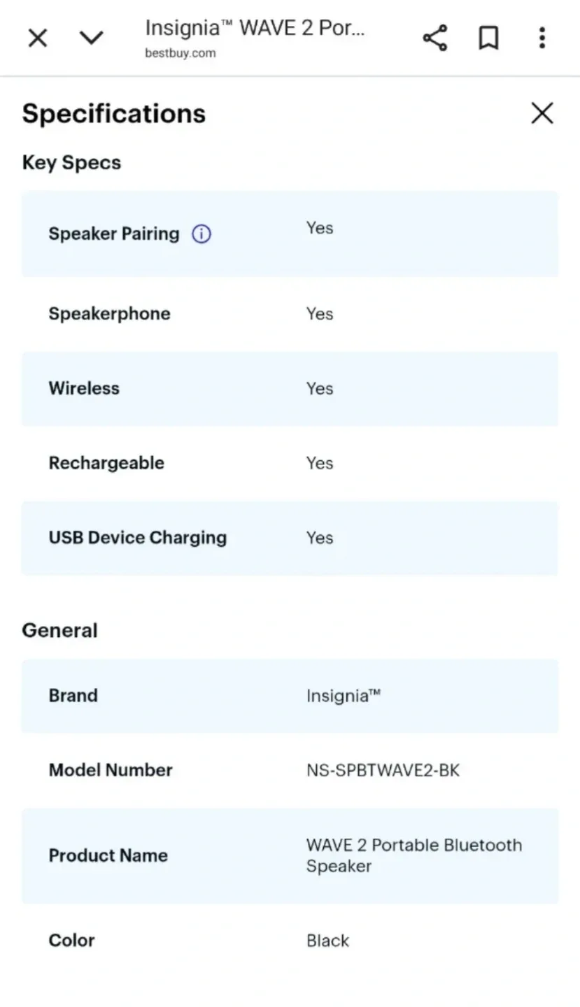 Insignia WAVE 2 Portable Bluetooth Speaker image indicator(6)