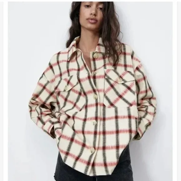 Zara Plaid Italian Fabric Overshirt Jacket