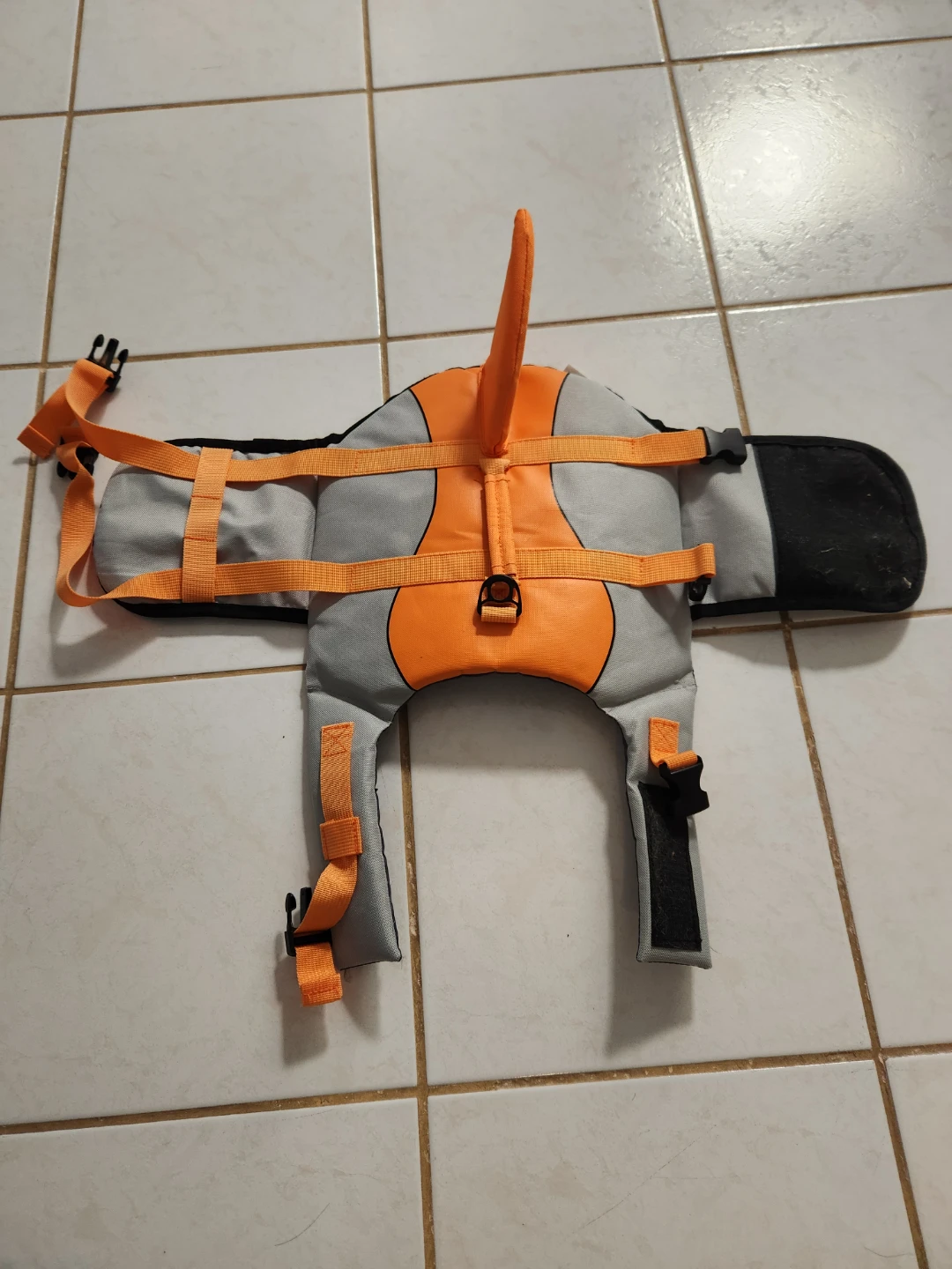 Dog Life Jacket - Orange & Grey M