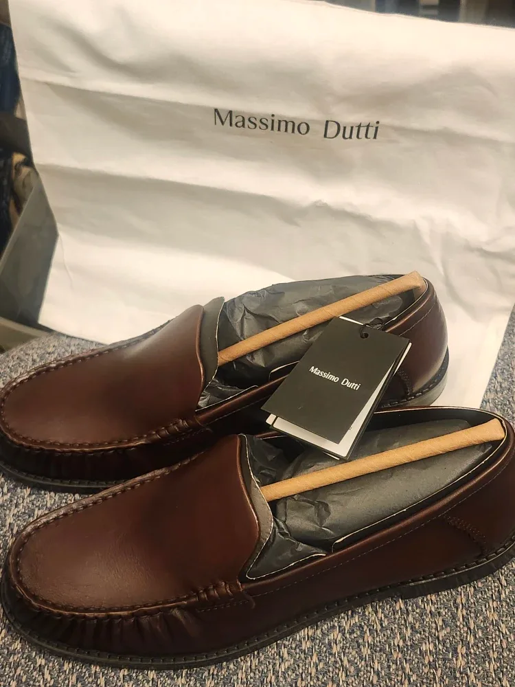 Massimo Dutti Brown Leather Loafers - Size 8