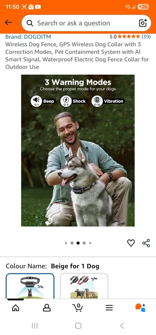 DOGOITM Wireless Dog Fence Collar - Beige, New in Box! image indicator(6)