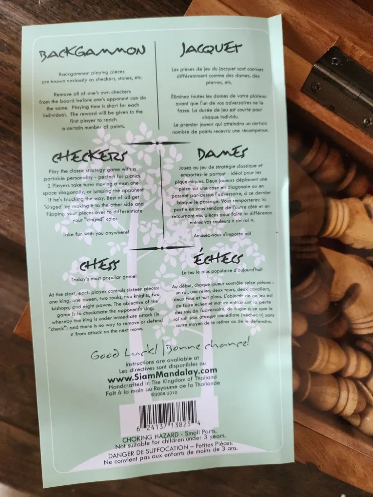 Wooden Chess, Checkers, Backgammon Set.New. image indicator(4)