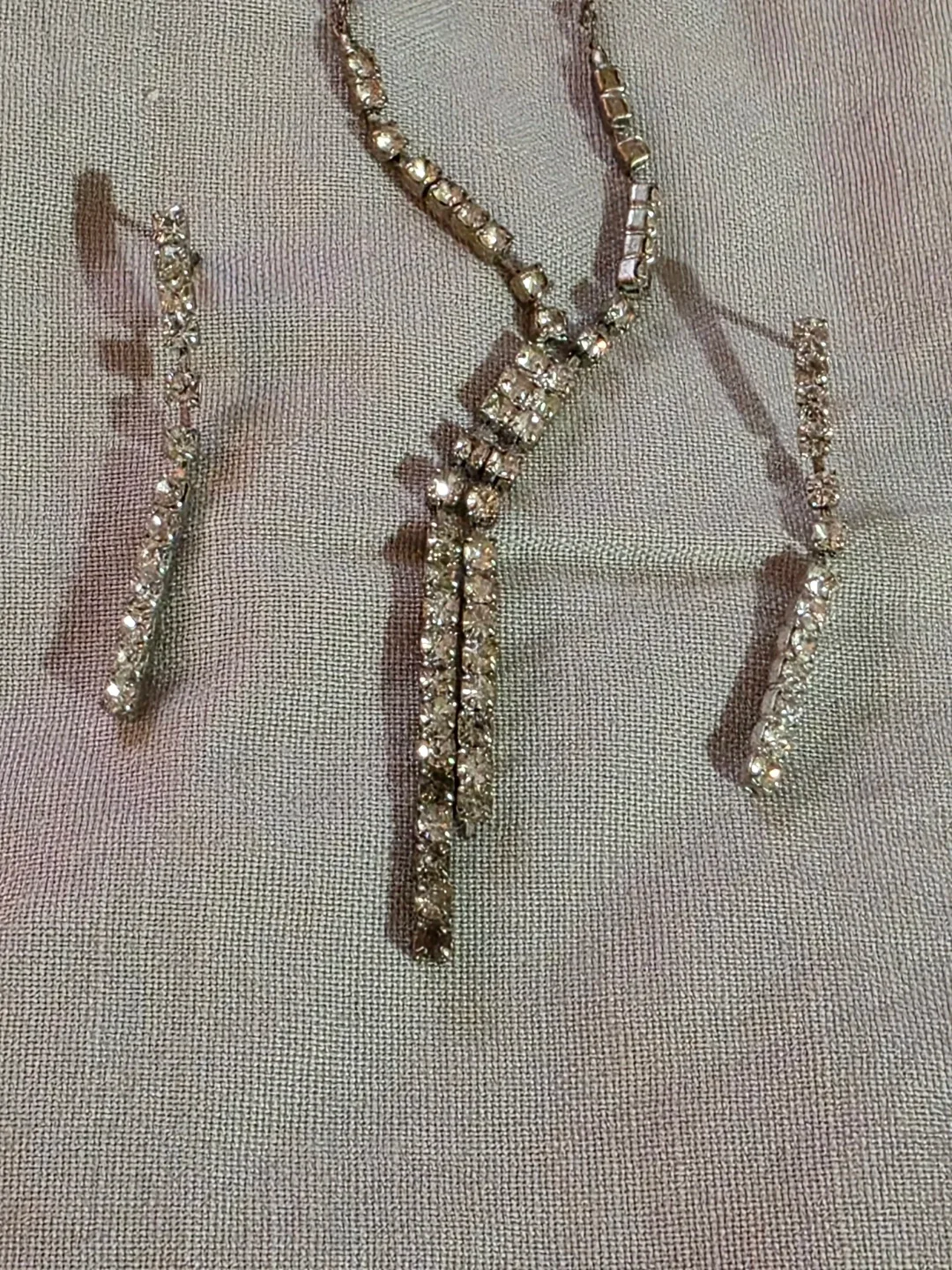 Rhinestone Necklace and Earring Set
