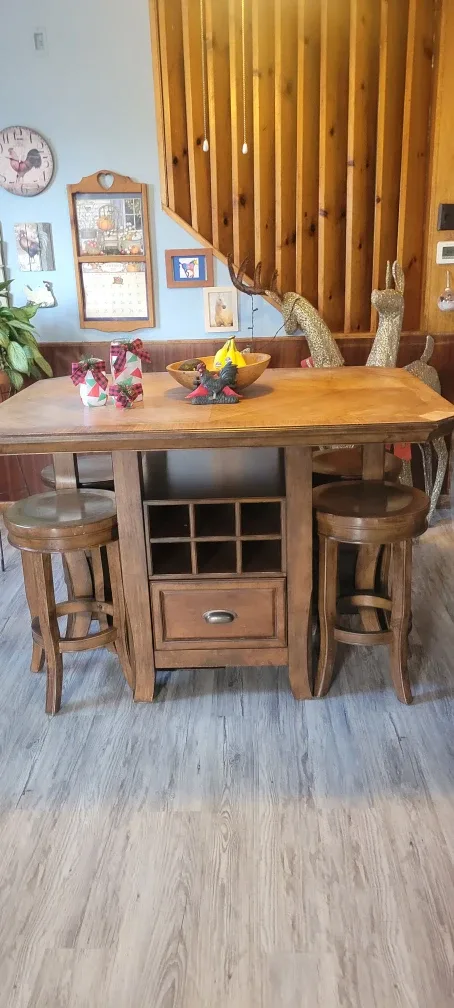 Wooden Bar Table with Stools