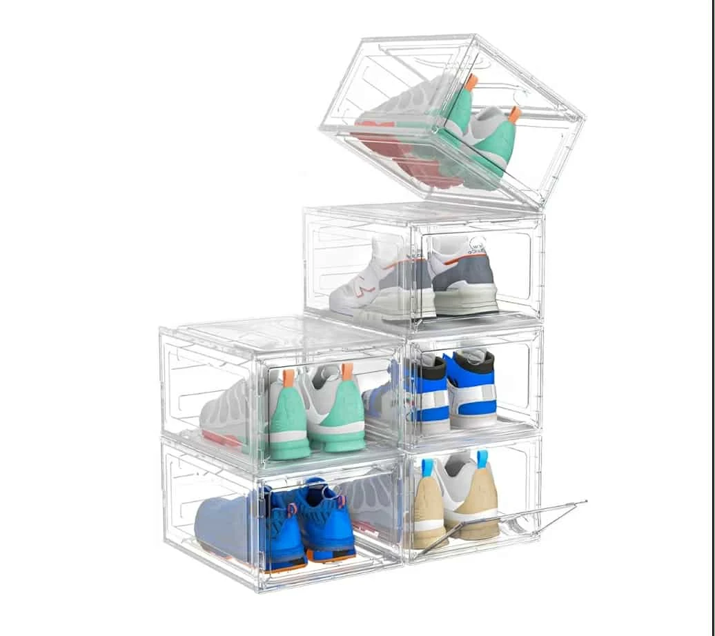 Clear Stackable Shoe Storage Box, Size 11 US