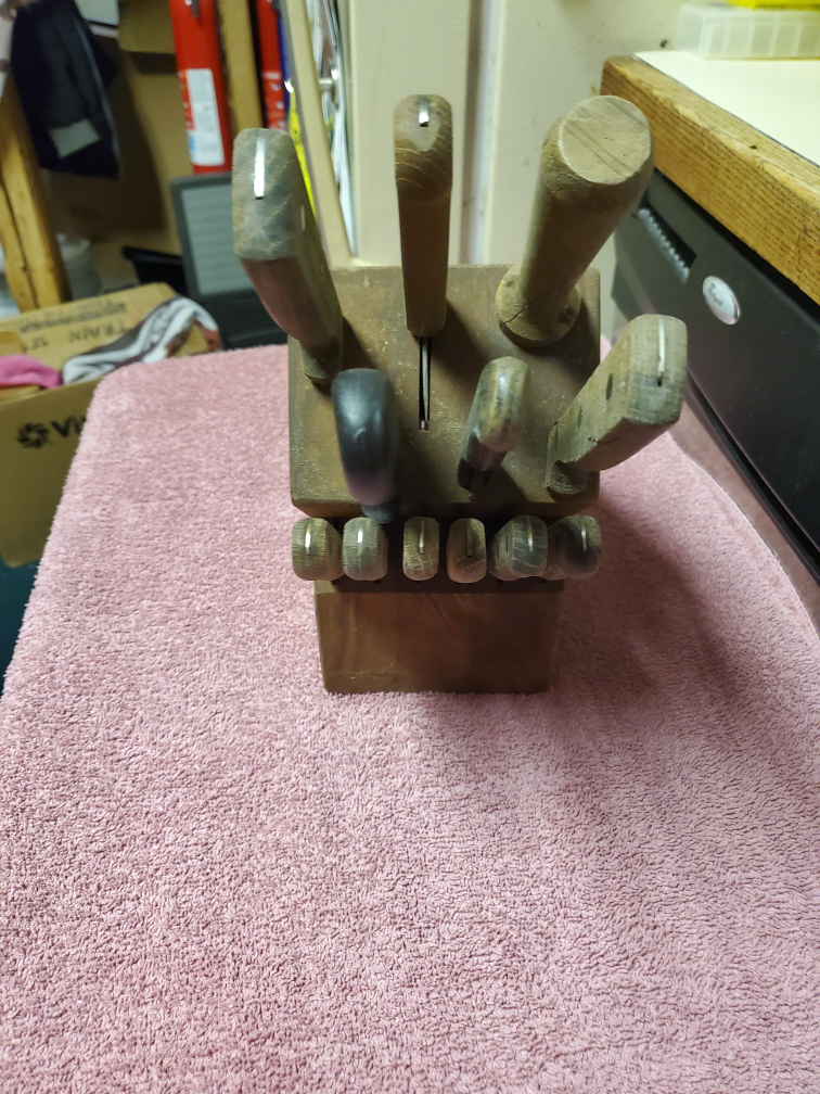Vintage Knife Set with Wooden Block - photo 2
