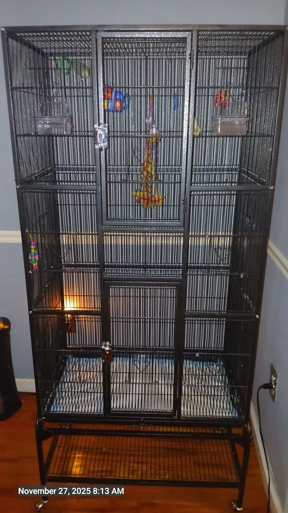 Large Black Bird Cage with Stand