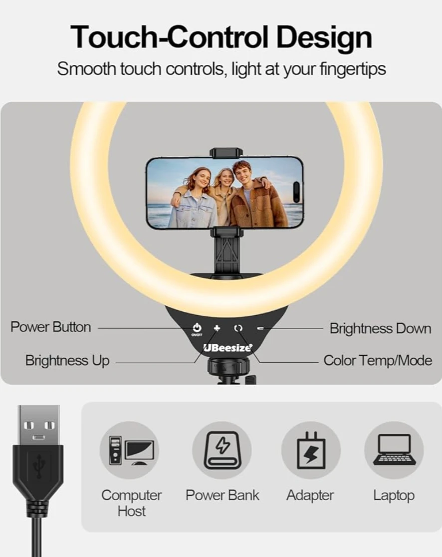 UBeesize Selfie Ring Light with Tripod Stand