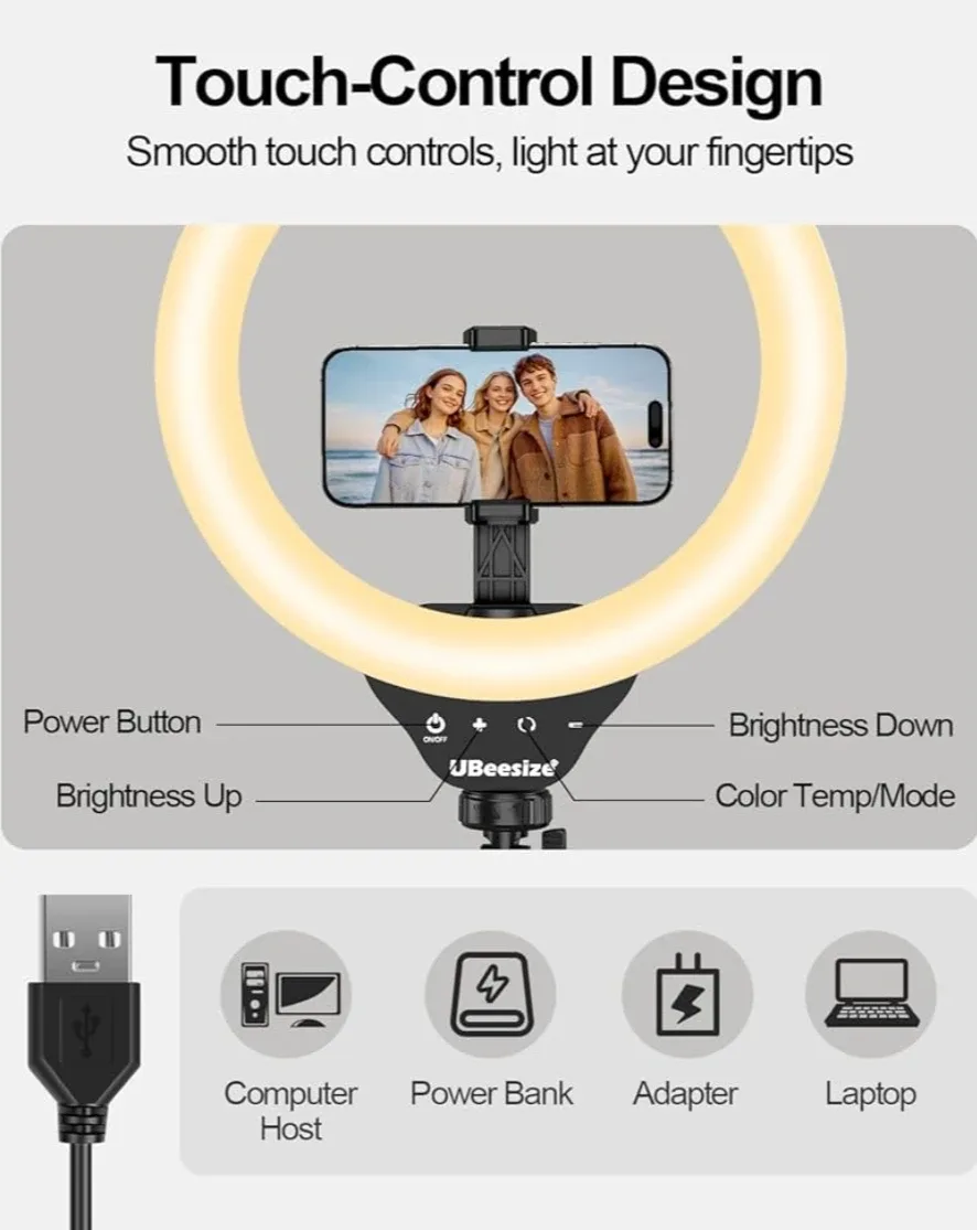 UBeesize Selfie Ring Light with Tripod Stand