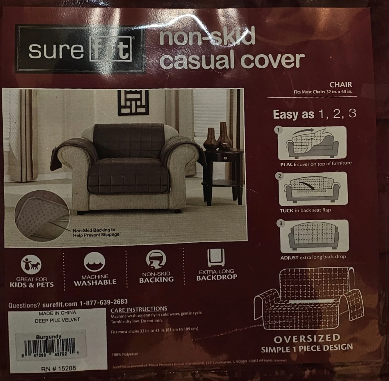 Sure Fit Burgundy Chair Cover - New - photo 3