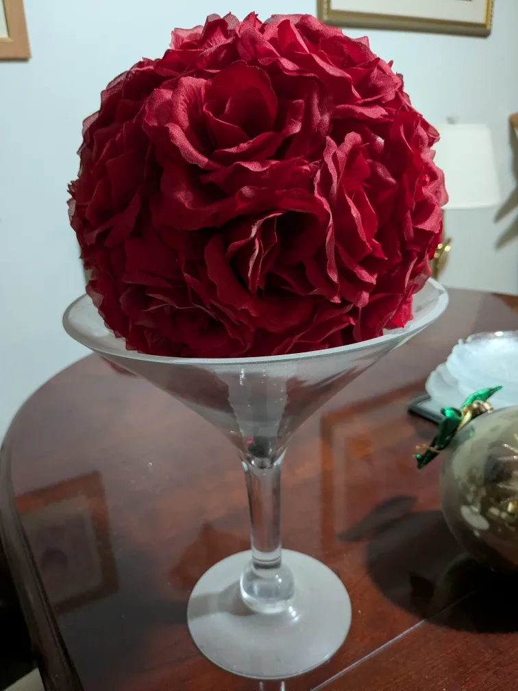 Red Rose Ball in Martini Glass