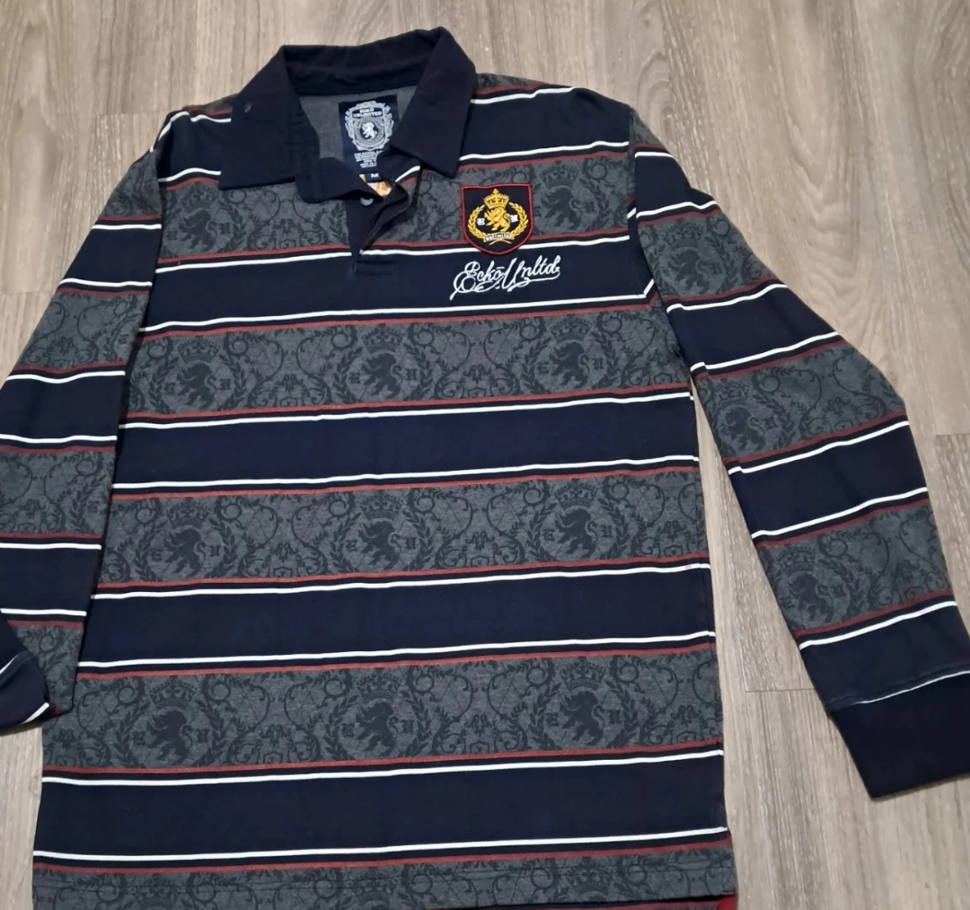 Ecko Unlimited Striped Long Sleeve Polo Shirt