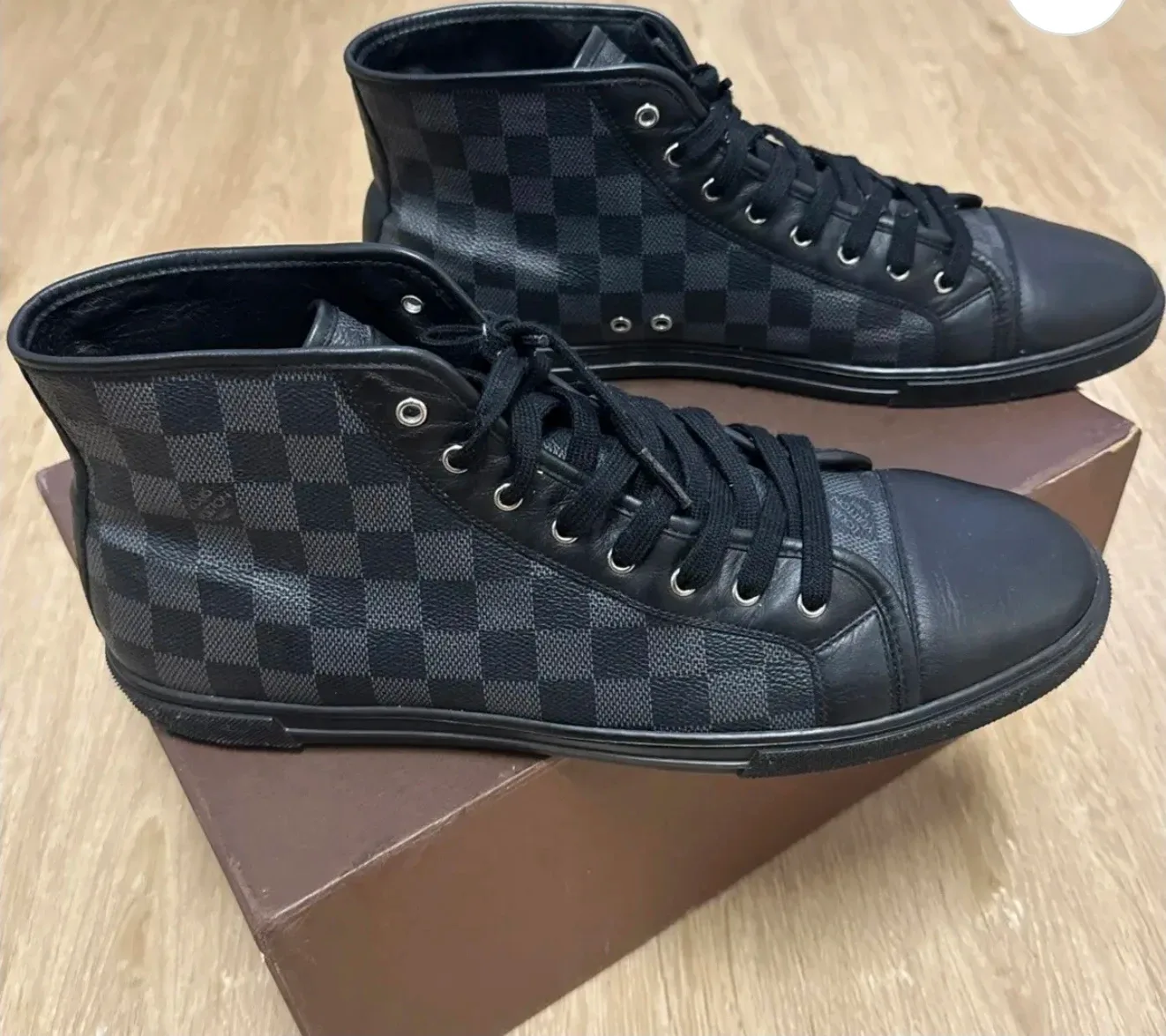 Louis Vuitton Black Leather High-Top Sneakers image indicator(3)