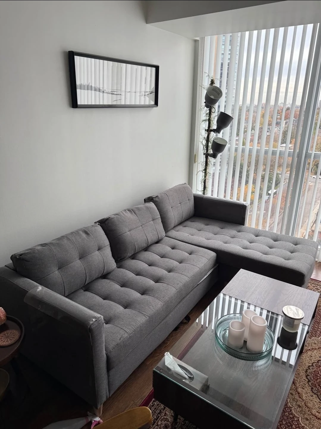 Grey Sectional Sofa - Some Wear