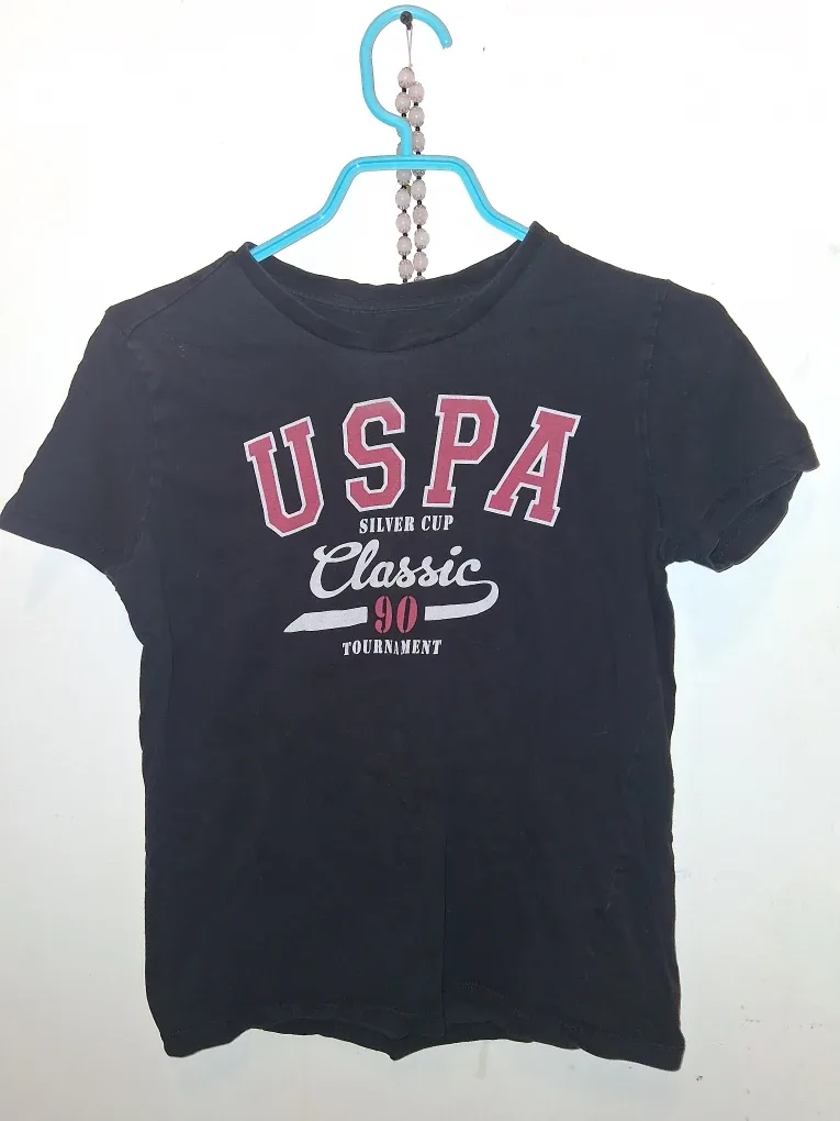 USPA Black Cotton T-Shirt Size EL (13-14Y)