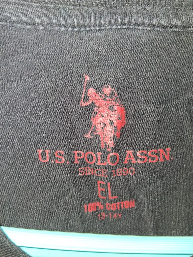 USPA Black Cotton T-Shirt Size EL (13-14Y) image indicator(2)