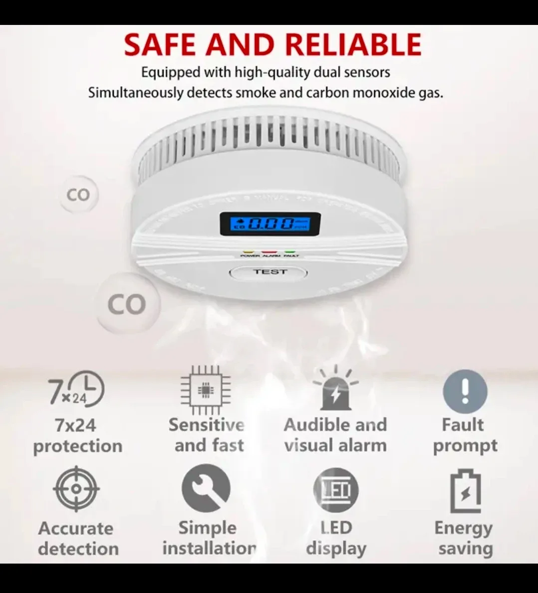 NEW, Smoke & Carbon Monoxide Detector Alarm LCD Display, 2025 image indicator(2)