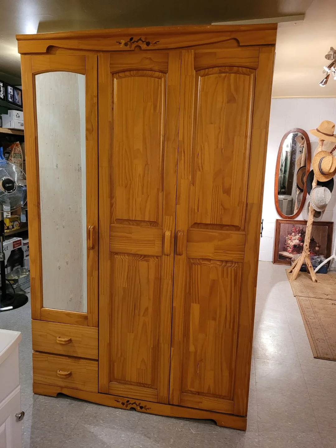 Wooden Wardrobe with Mirror