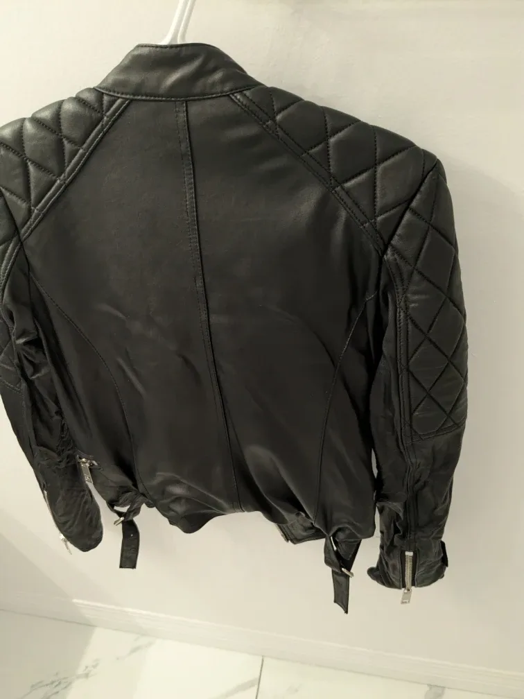 Burberry Authentic Black Leather Quilted Biker Jacket image indicator(4)