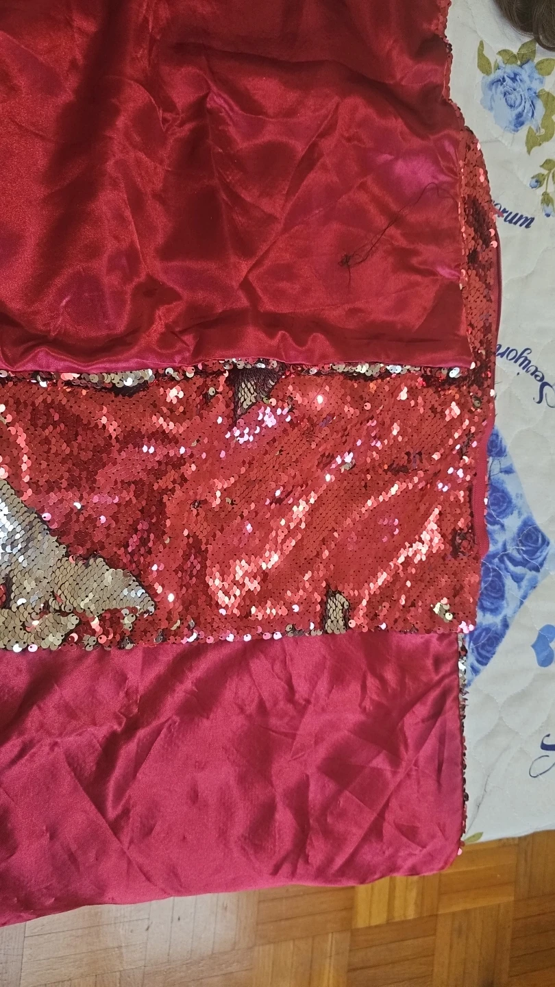 Sequin Pillow Cover - Red & Gold - photo 3