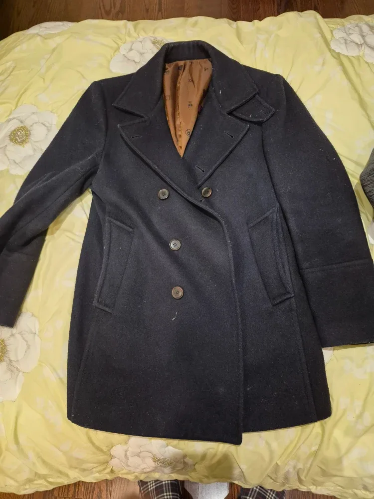 Navy Blue Wool Blend Peacoat
