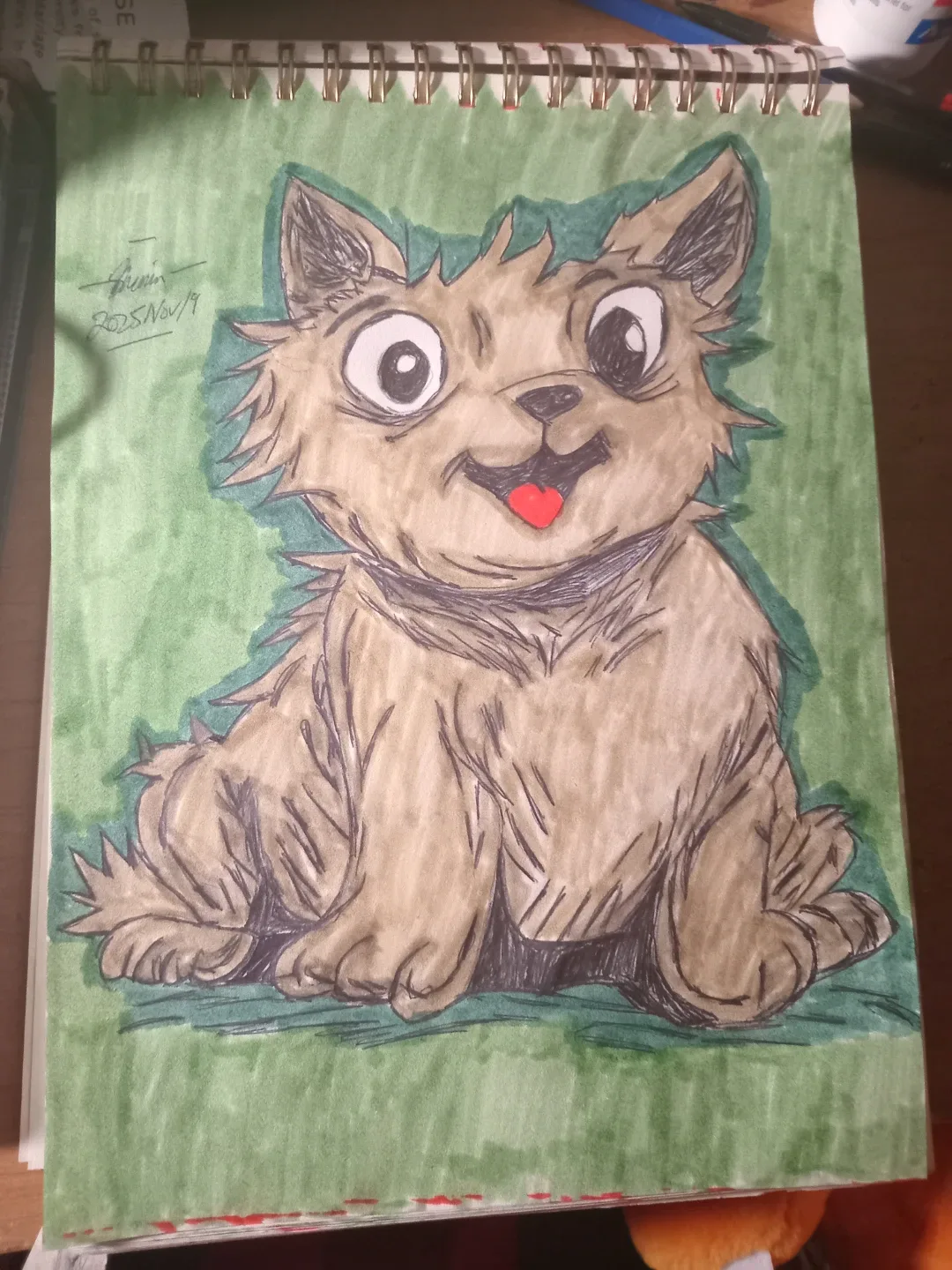 Brown Dog Drawing Illustration by custom Artist Sherwin image indicator(5)