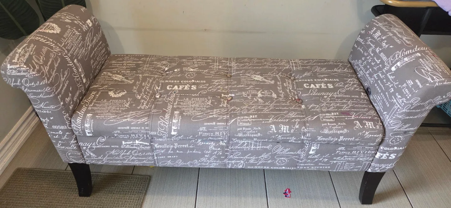Storage Bench with French Script Design