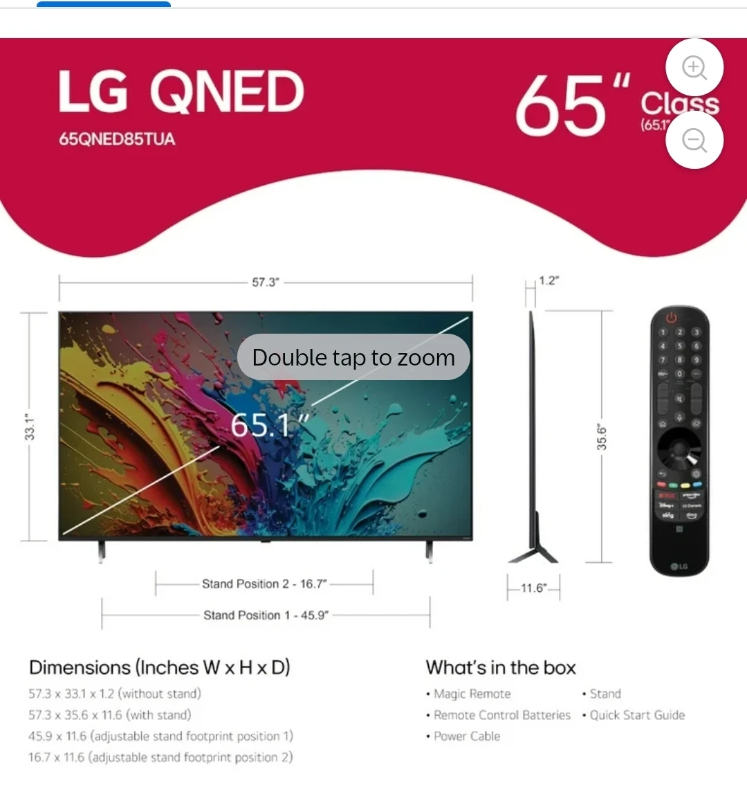 LG  65" Class QNED 4K LED QNED85T series TV with webOS - photo 2