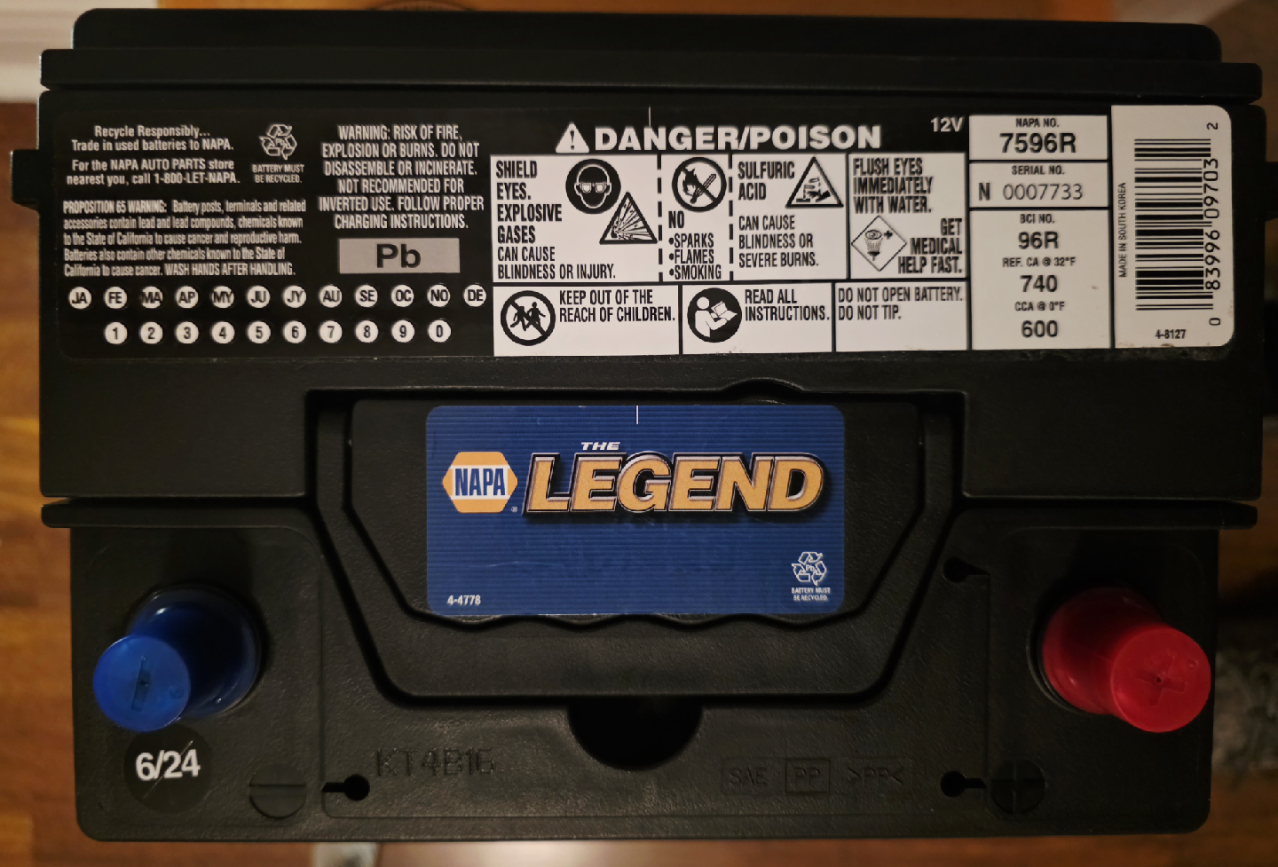 NAPA The Legend Professional Battery BCI No. 96R 600 A - photo 2