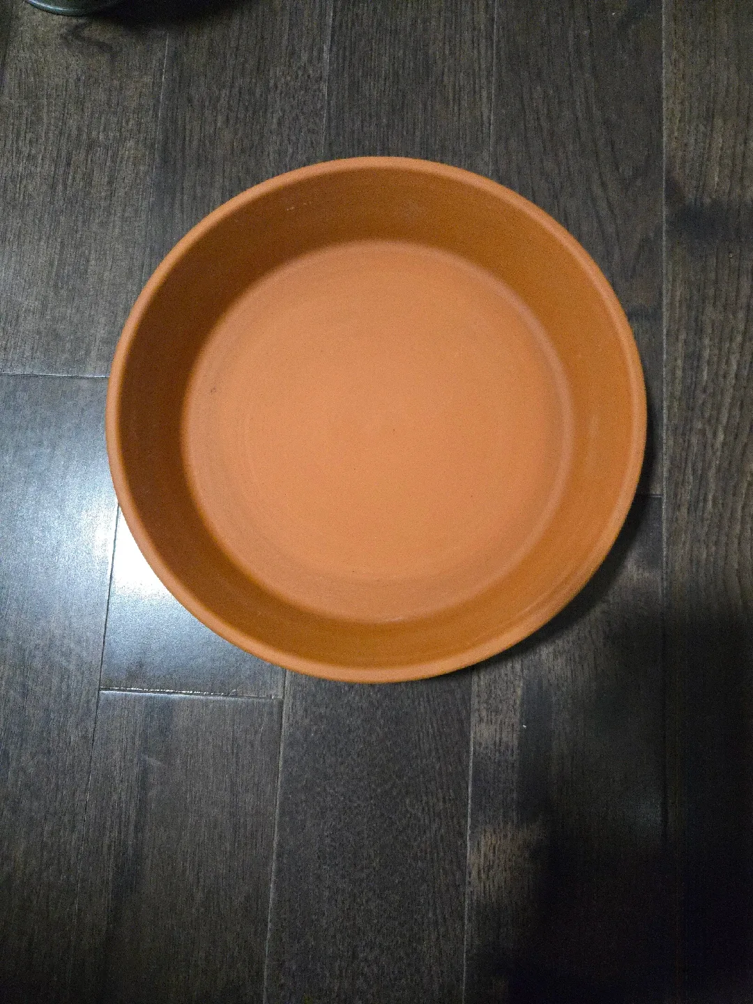 One 8" Clay Saucer + one 5.5" Glazed Clay Saucer