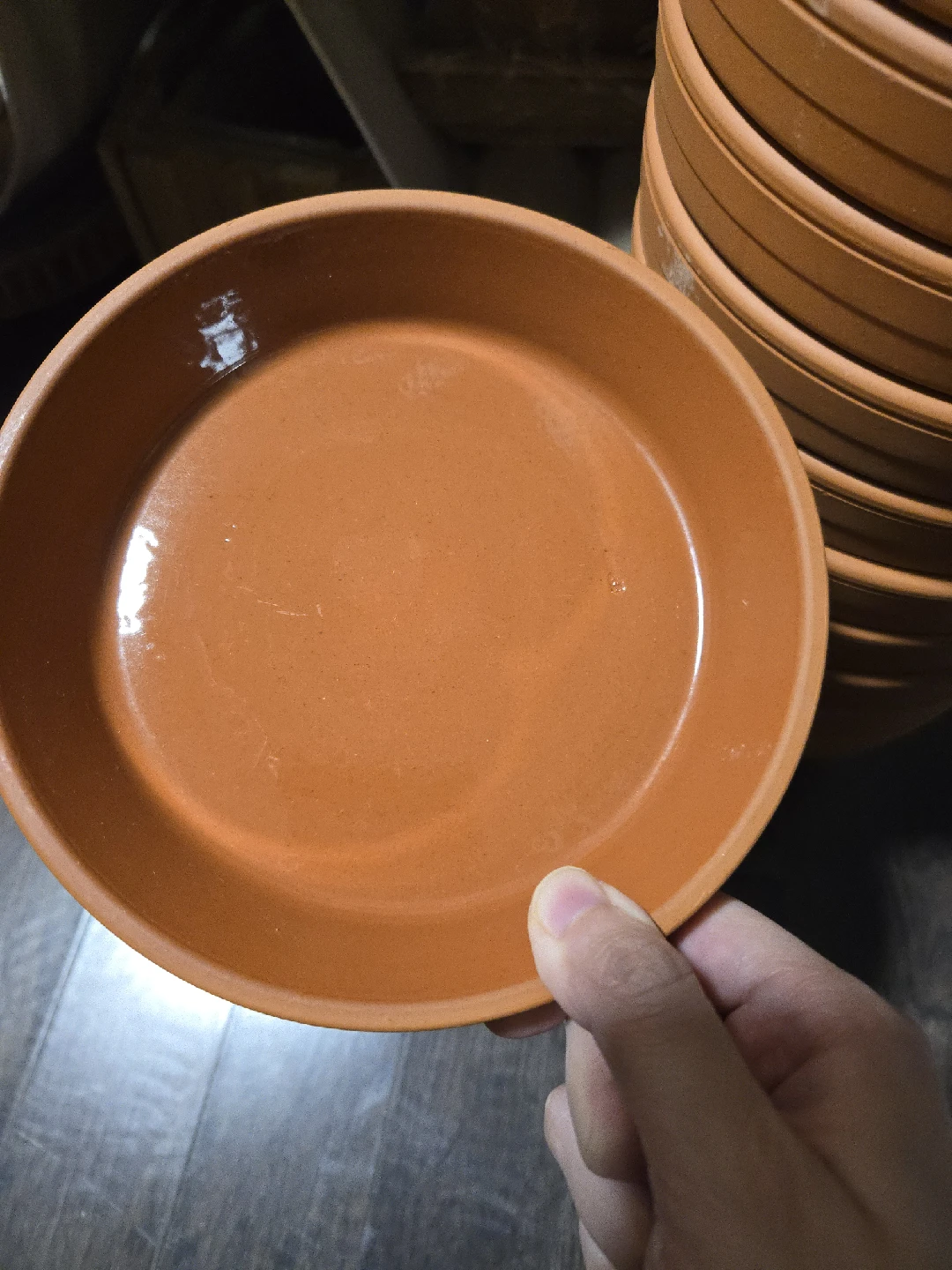 One 8" Clay Saucer + one 5.5" Glazed Clay Saucer - photo 2