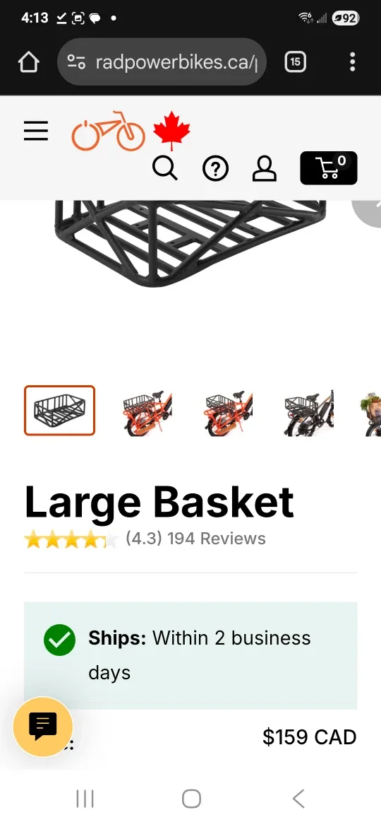 Rad Power Bikes Large Basket & Roll Top Liner image indicator(2)