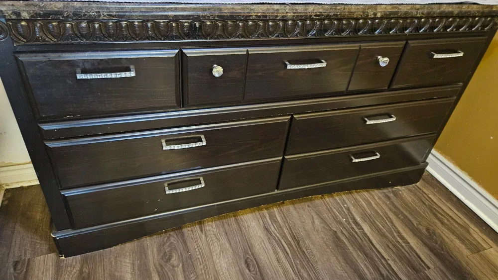 2 Dark Brown Dressers with Marble Top ( BOTH).