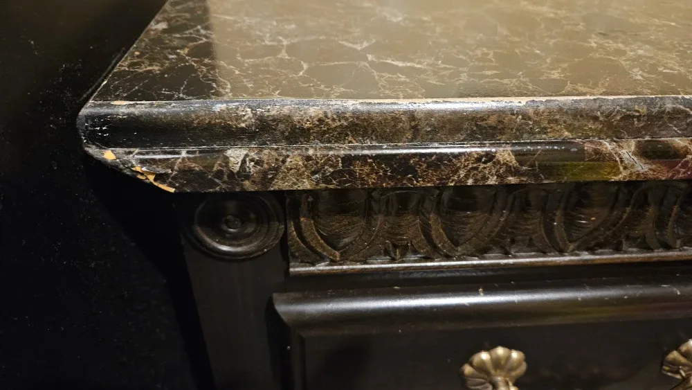 2 Dark Brown Dressers with Marble Top ( BOTH). image indicator(6)