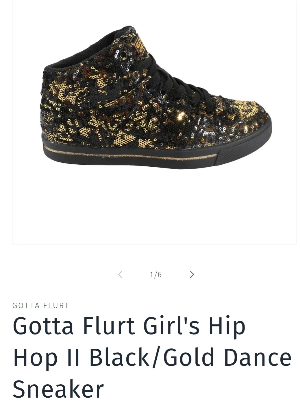 Gotta Flurt Girl's Hip Hop II Dance Sneakers - Black/Gold