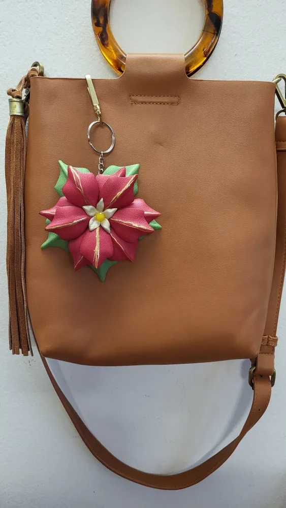 Handcrafted poinsettia Keychain.